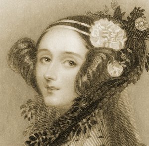 Seepiamuotokuva Augusta Ada Kingistä (1815 - 1852), Lovelacen kreivitärestä.